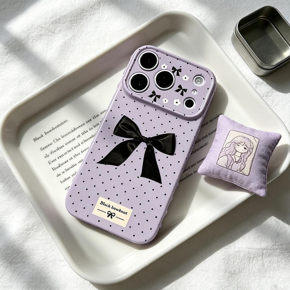 Satin bow is suitable for Apple 17PM mobile phone case 17/16PRO protective case, new female iPhone15 anti-drop.
