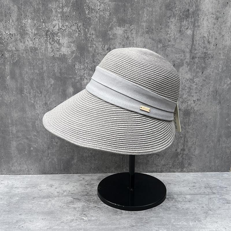 25 French Big-Brimmed Straw Hat Women'S Summer Beach Vacation Travel Sunscreen Sunshade Bucket Hat Foldable
