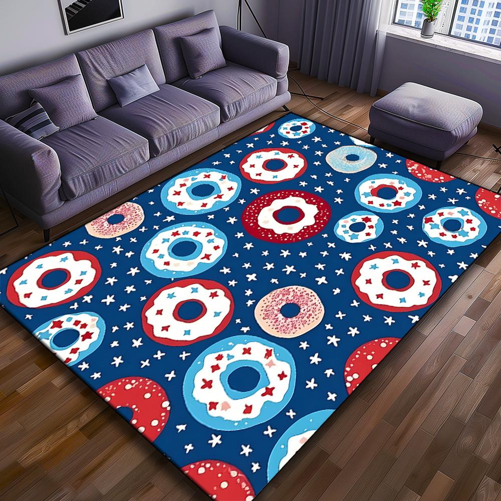 

1pc Durable Polyester Donut Pattern Area Rug - Polyester Chair Mat for Living Room, Game Room, Balcony, Hallway, Kitchen 50x80cm