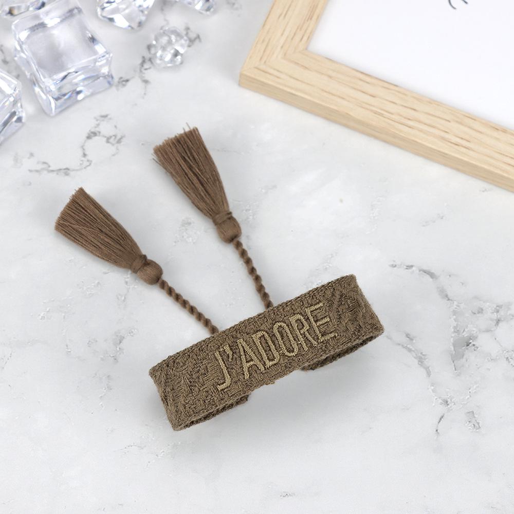J'adore Bracelet: Embroidered Letter Tassel Wristband for Women & Couples