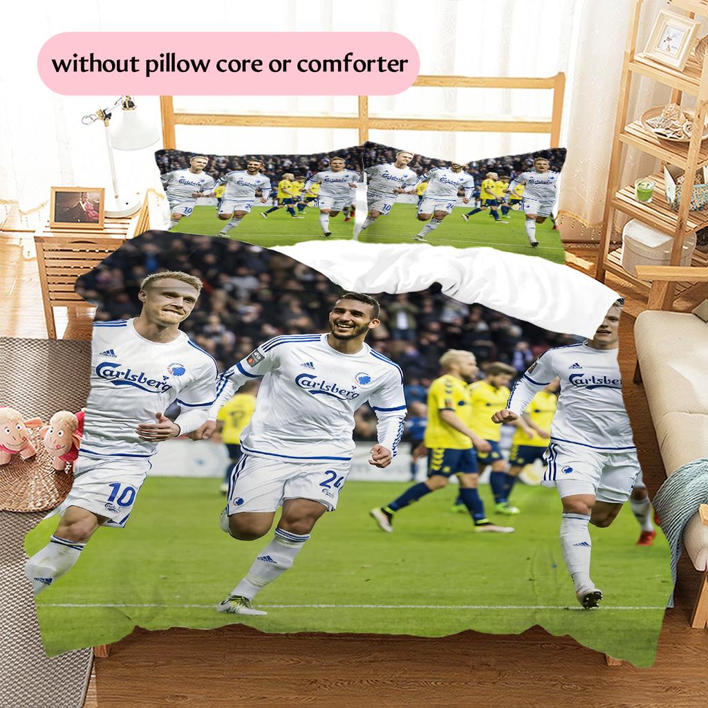 Copenhagen Football Club Pattern Bedding Home Decoration Birthday Gift (1 * duvet cover + 2 * pillowcase, without core)