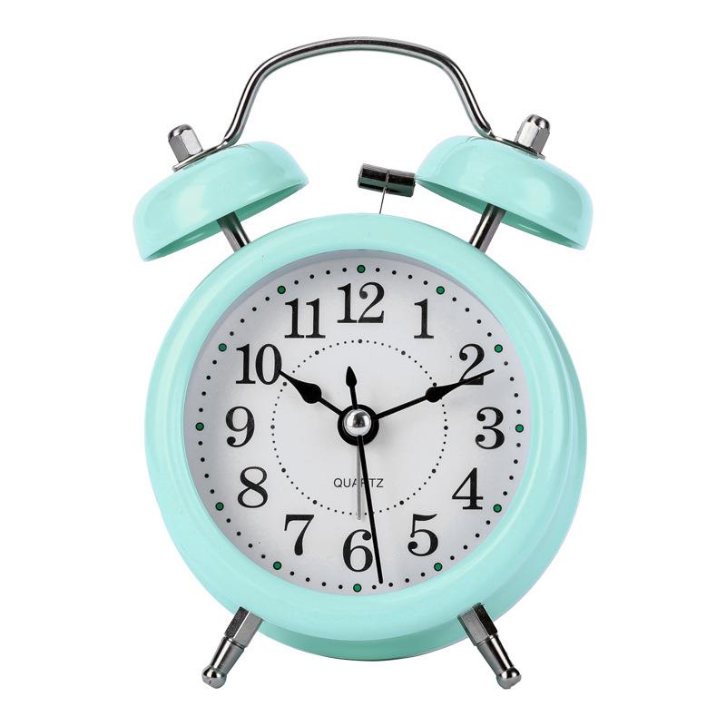Simple Dormitory Student Alarm Clock Metal Small Alarm Clock Children's Bedroom Bedside Clock Silent Luminous Quartz Watch