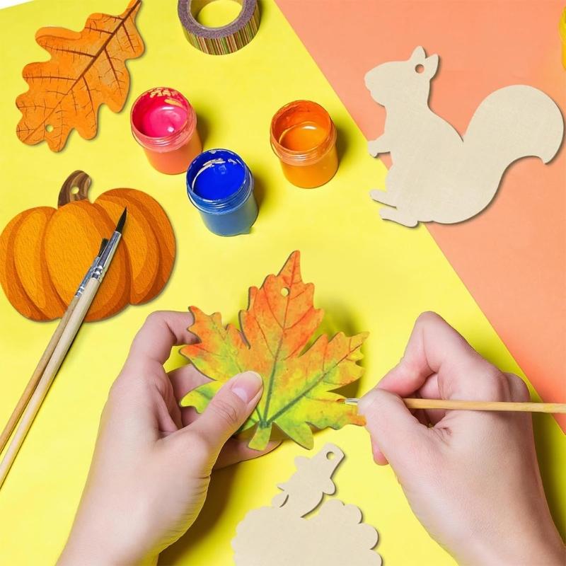 36 Natural Wood Thanksgiving Maples Leaf Ornamen Handcrafted Autumns Decors For Festival Seasonal Display