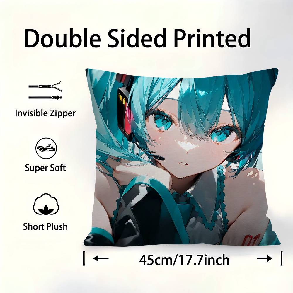 Anime Hatsune Miku Personalized Pillow Cover Kids Bedroom Wild Party Decor Pillowcase Kid Birthday Shower Gift