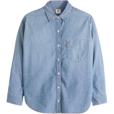 Levis Comfortable Versatile Loose Fashionable Pointed Collar Long Sleeve Shirt Women Tops 001HM-0021