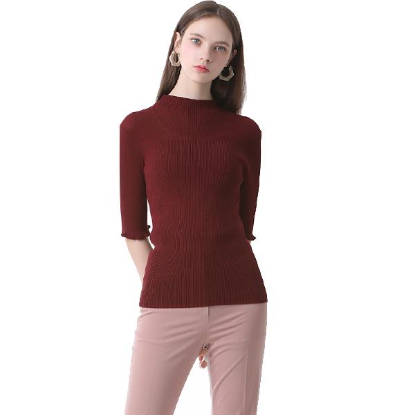She S miSS  Solid Half Neck Ribbed Knit