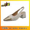 French medium high heel white bag head sandals fairy shoes 2025 spring and summer small fragrant temperament with skirt single shoes