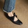 New Women's Casual Low-heeled Small Leather Shoes, Black Foot Cover and One Pedal, Square-heeled Low-top Beef Tendon Soft-soled Women's Single Shoes.