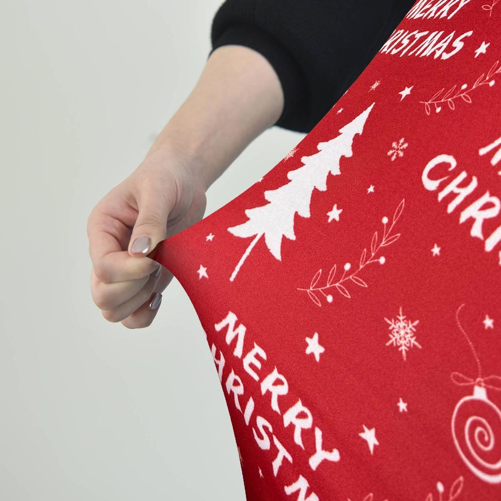 Red Christmas Chair Cover With Christmas Tree Pattern