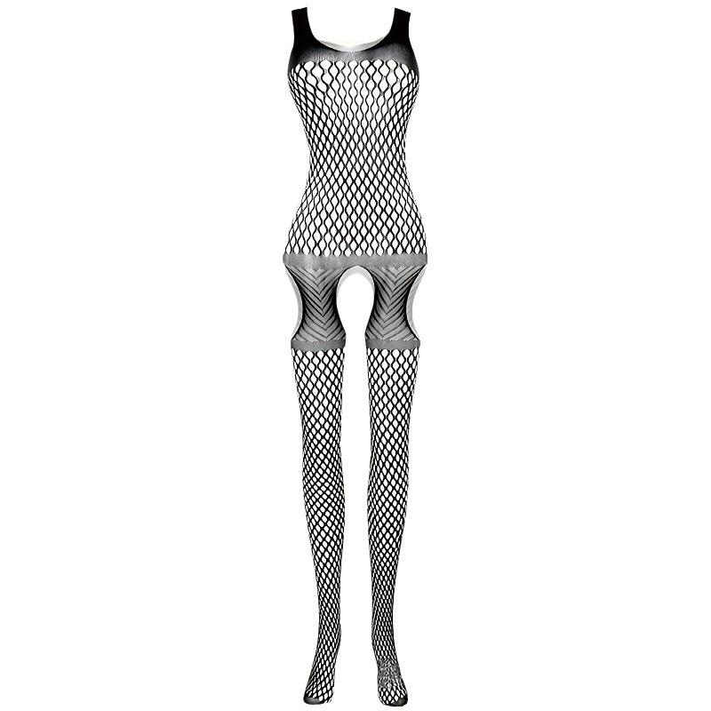 Danai Plus Size Open Crotch Erotic Stockings - Seductive Mesh Flirting Uniform Nightgown 9600