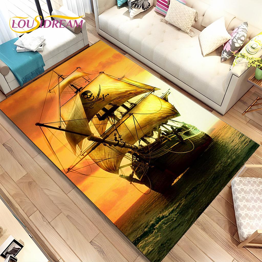 Un bateau pirate, une barque, un bateau, un tapis pour la maison, le salon, la chambre à coucher, un canapé, un paillasson, un tapis de sol antidérapant