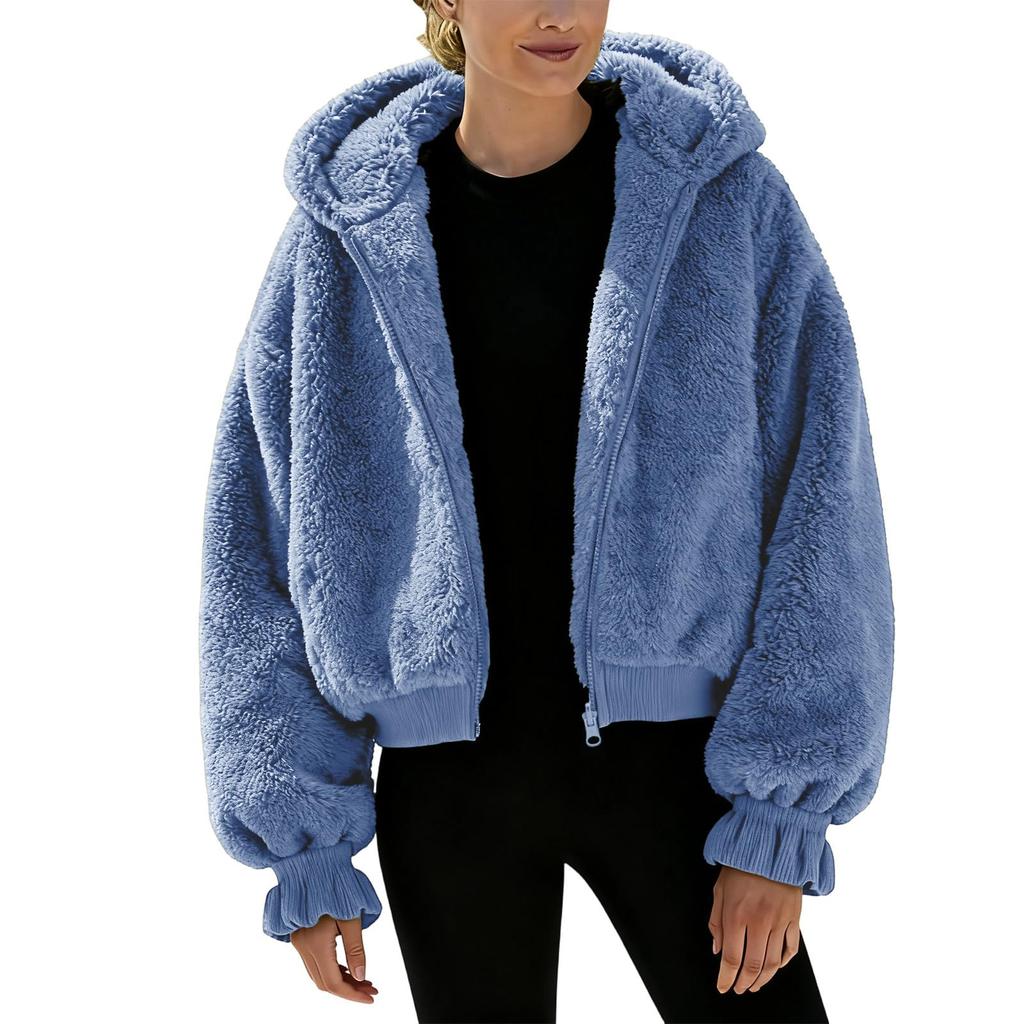 Women's Long-sleeved Hooded Winter Warm Plush Jacket