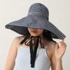 with Windproof Strap Women Striped Fisherman Hat Solid Color Sunshade Hat Bucket Hat  Camping