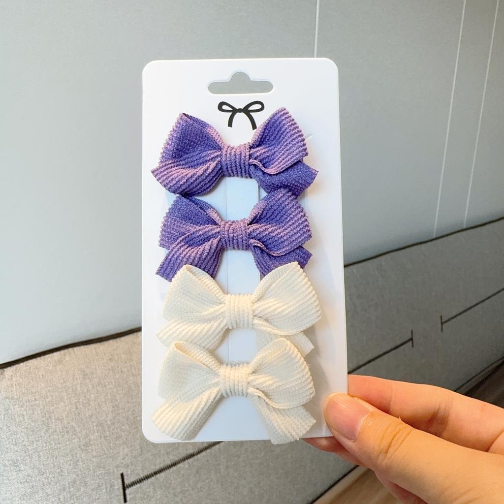 4Pcs Baby Bows Hair Clip For Kids Girls Solid Color Hairpins Barrettes Handmade Headwear Hair Accessories 2.1Inches