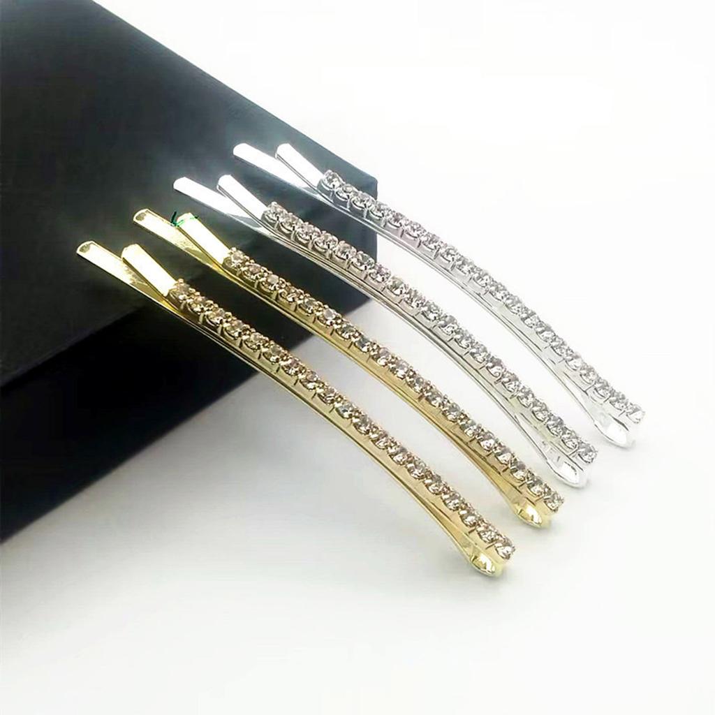 Elegant French Hair Pin Metallic Rhinestone Hair Clip Set of 6 Side Bangs Clip Women Hair Shaping Decors for Daily Wear