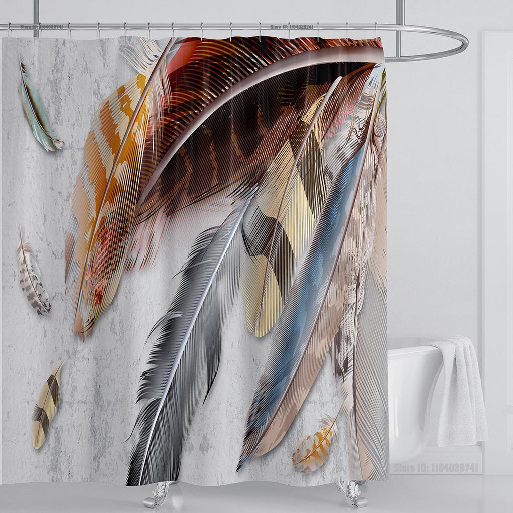 Plant Floral Shower Curtain Waterproof Shower Curtain Polyester Fabric 3D Printed Curtain Bathroom Decoration With Hooks