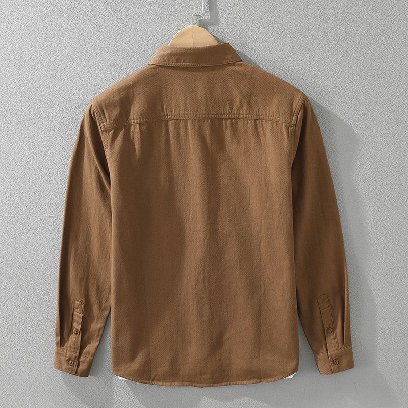 Japan Fashion Cargo Long Sleeve Shirt Outerwear Trendy Pure Cotton Fashion Autumn New Double Pocket Loose Men's Casual Shirts