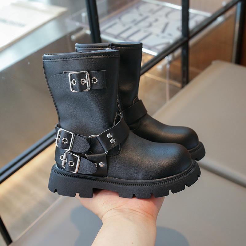 Fashion Classic British Style Children Fashion Boots Girl Mid-calf Leather Boots Simple Thick Bottom Kids Causal Boots Spring Autumn Hot