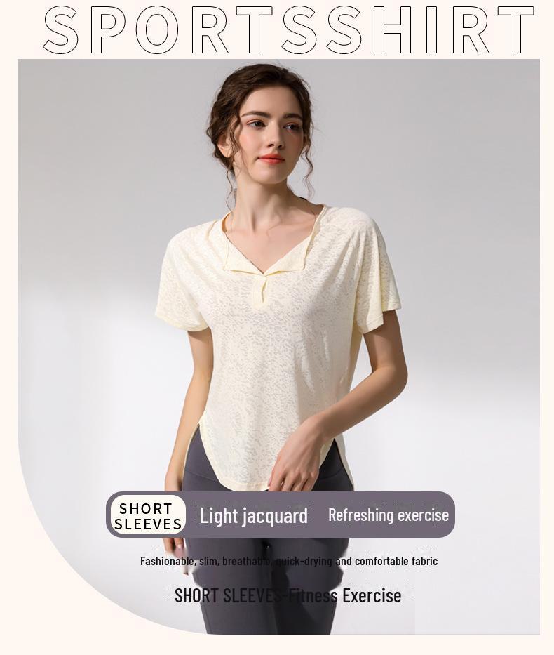 Damen Sommer Yoga V-Ausschnitt T-Shirts: Cool, Locker, Atmungsaktiv, Slim-Fit Kurzarm für Laufen und Fitness