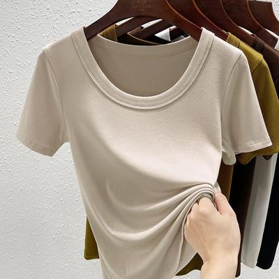 Sommer-Kurzarm-T-Shirt für Damen im koreanischen Stil, Modalstoff, dünn und weich