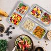 6 Pack Double Compartment Stainless Steel Snack Containers With Lid Reusable Leak-Proof Food Storage Lunch Box Meal Bento Contai