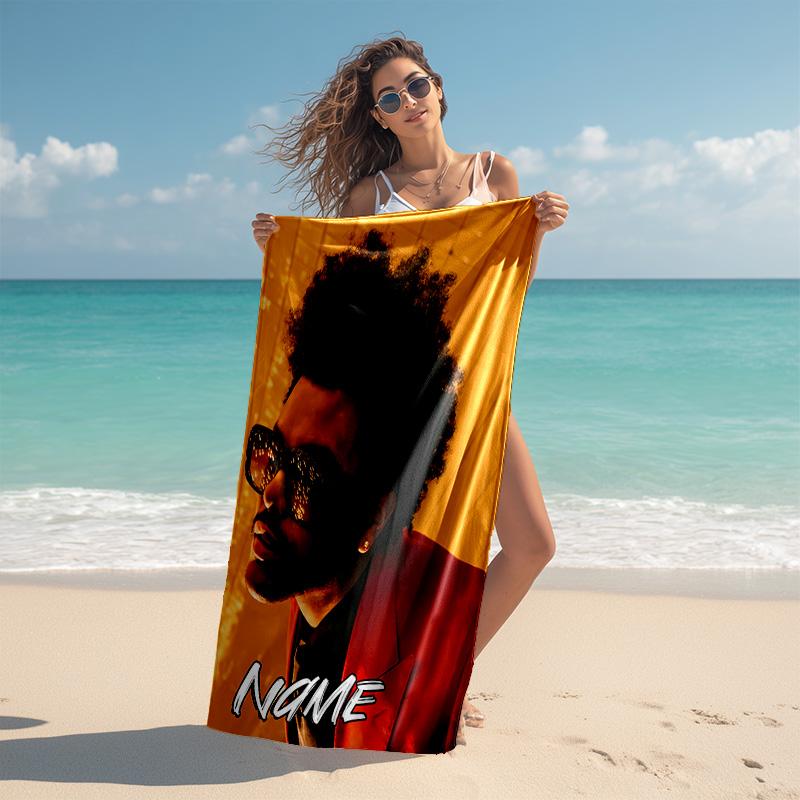 Personalized customized proof beach towel with The Weeknd pattern - soft, absorbent,quick-drying,perfect swimming,camping&bathing