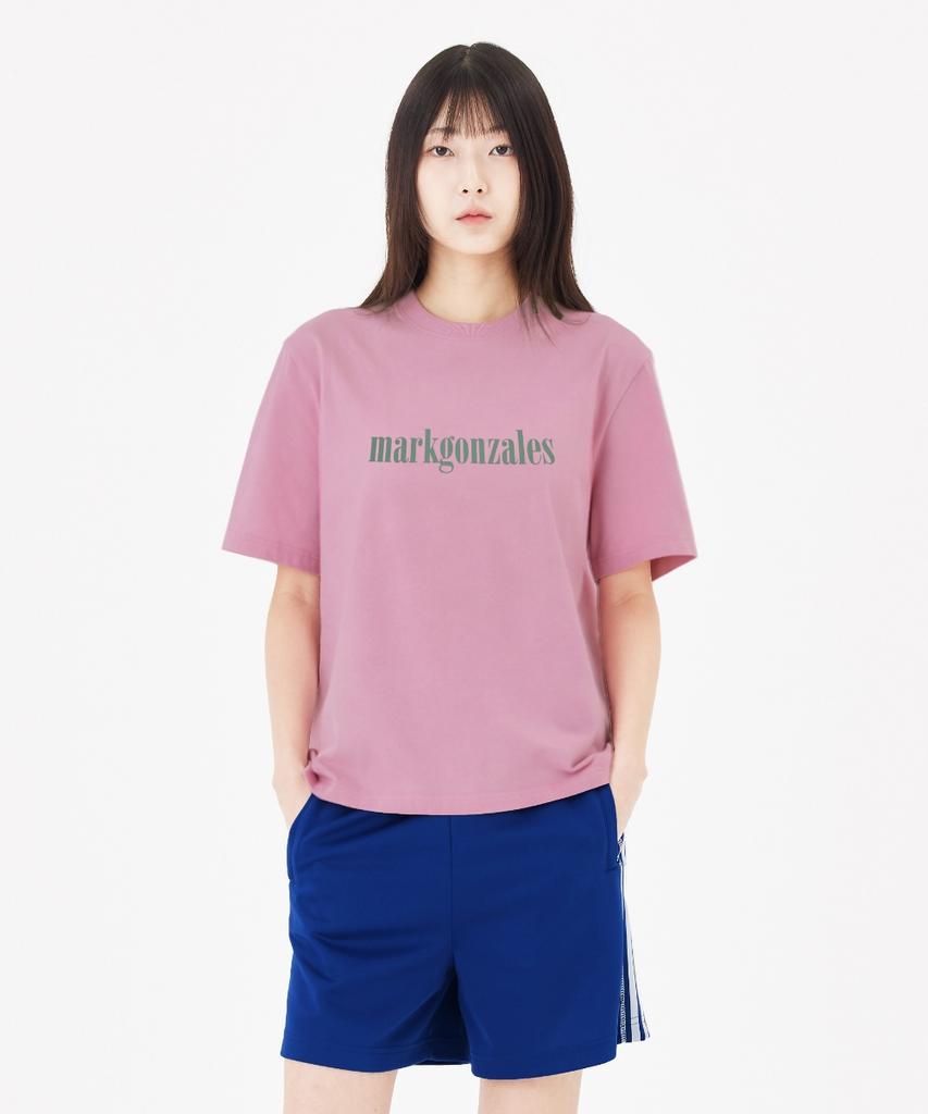 MARK GONZALES Serif Mg Logo Short Sleeve T-Shirt - Indi Pink