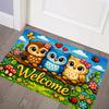 1pc, 2D Flat Printing, Cute Cartoon Owl Welcome Entrance Mat, Non-Slip Machine Washable Easy Clean Polyester Carpet, Suitable for Home And Outdoor Dec