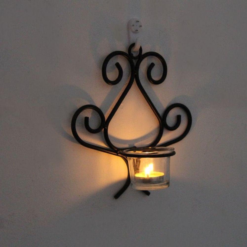 Anti-Rust Iron Candlestick Shelf Decorative Wall Display Holder Wedding Decor