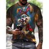 Men's Casual Breathable T-shirt, Short-sleeved Cartoon Animal Print T-shirt, Plus-size Baggy T-shirt for Summer