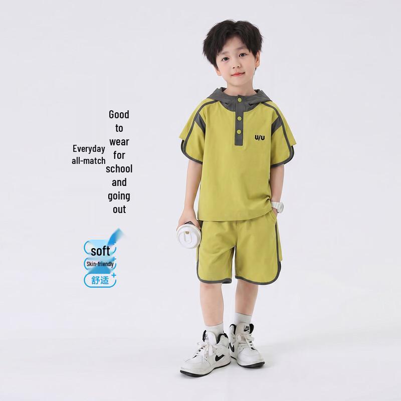 YOYO FAIRYTALE Boys  2026 Summer Fashion Lightweight Two-Piece Set 150 желто-зеленый