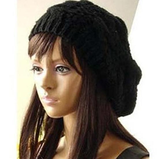 Dámské sladké jednobarevné baret Beanie Winter Artist Baggy Háčkovaná teplá čepice dárek