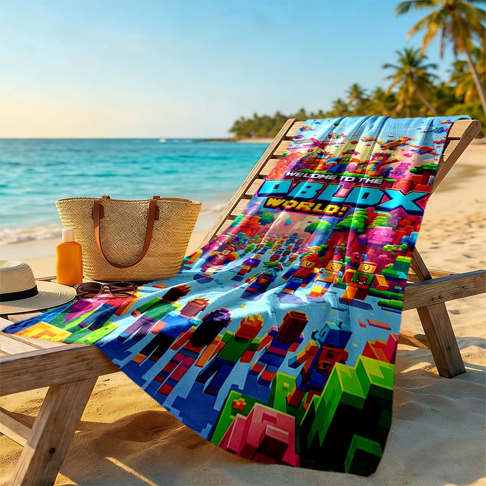 Roblox Beach Towel Super Soft & Absorbent Comfortable Lightweight Portable for Swimming,Beach,Camping, Travel, Beach Accessories,Gym