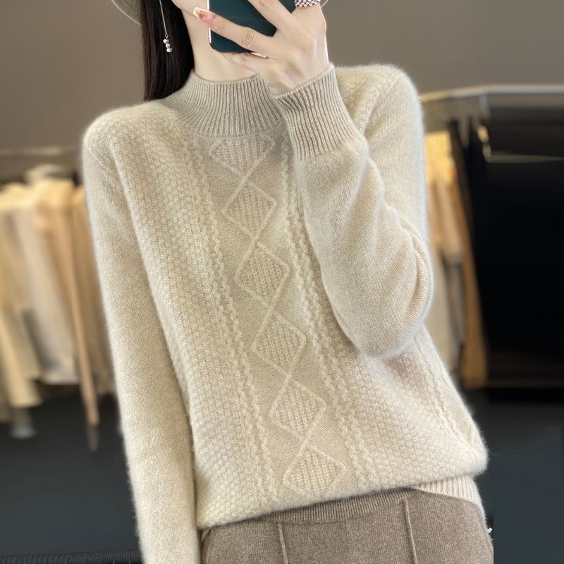 Solid Mock Neck Sweater, Casual Long Sleeve Sweater for Fall & Winter, Women's Plus Size Clothing