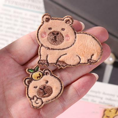 5 Pezzi Toppe Ricamate Capibara Carino Animali Cartone Animato Toppe Termoadesive Per Vestiti Toppe Adesive Sui Vestiti Toppe da Cucire Fai da Te