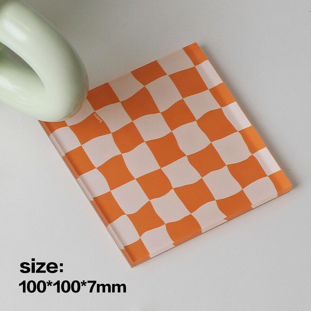 Square Acrylic Coasters Creative Twisted Checkerboard Grid Anti-scald Waterproof Mat Home Kitchen Heat Insulation Non-slip Mats