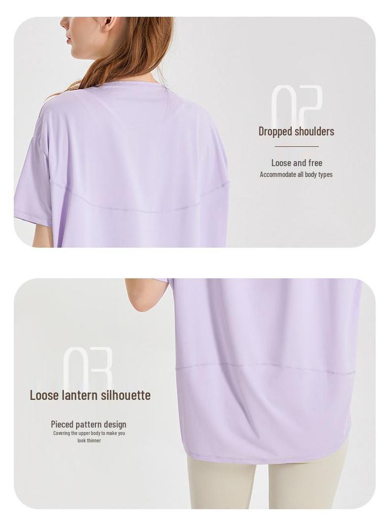 LAHN Women's Ice Silk Quick-Dry Sun Protection Short Sleeve Sports Top