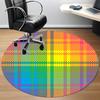 1pc Colorful Plaid Pattern Chair Carpet for Office, Round Polyester Mat, Indoor Decor for Office, Easycare Fabric, Washable Non-slip Area Carpet