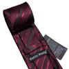 Barry.Wang Ties for Men Necktie Hankerchief Cufflinks Set Burgundy Striped Jacquard Wedding