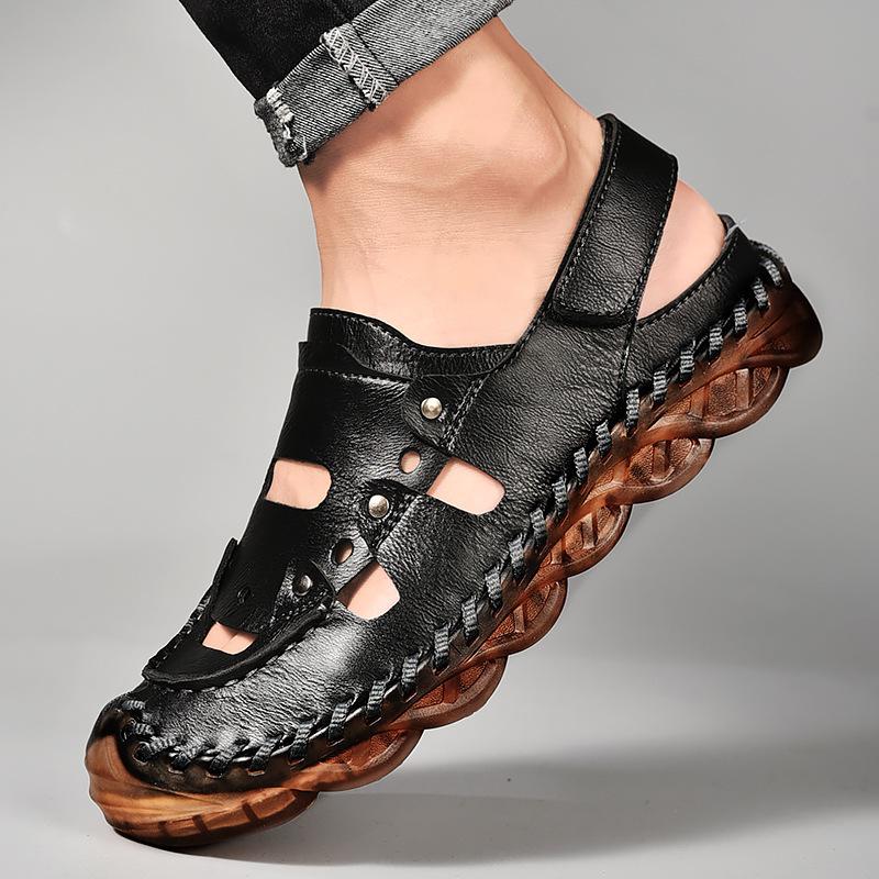 

2025 Men s Shoes Spring Sandals Men s Casual Breathable Slippers Men s Sneakers Beach Shoes Men s Carved Shoes 38 коричневый