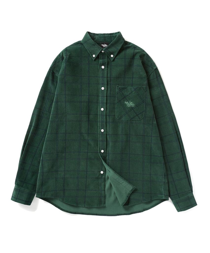 Peullukeu Corduroy Check Shirt Green Fls205