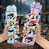 1PC Colorful Panda Toy Collection Pattern 750ml Color Plastic Sports Water Bottle Leakproof Flip Straw Lid Suitable for Sports Office Home Use