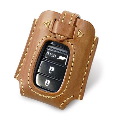 [Kecha-ya] Smart Key Case with Window, Compatible with Honda, ZR-V, Vezel, Civic, and Step Wagon, Genuine Leather Key Cover, Honda@a-g (Camel)