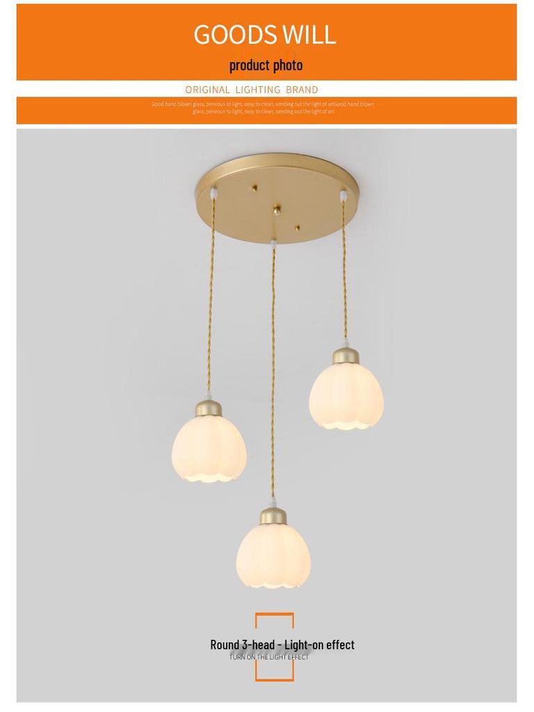 Nordic Modern Three-Head Glass Chandelier for Dining & Bar