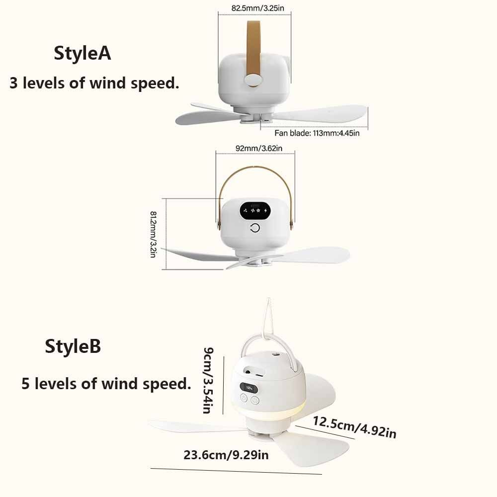 Rechargeable Hanging Fan Light Energy Saving Electric Fan Night Lamp  Outdoor Camping