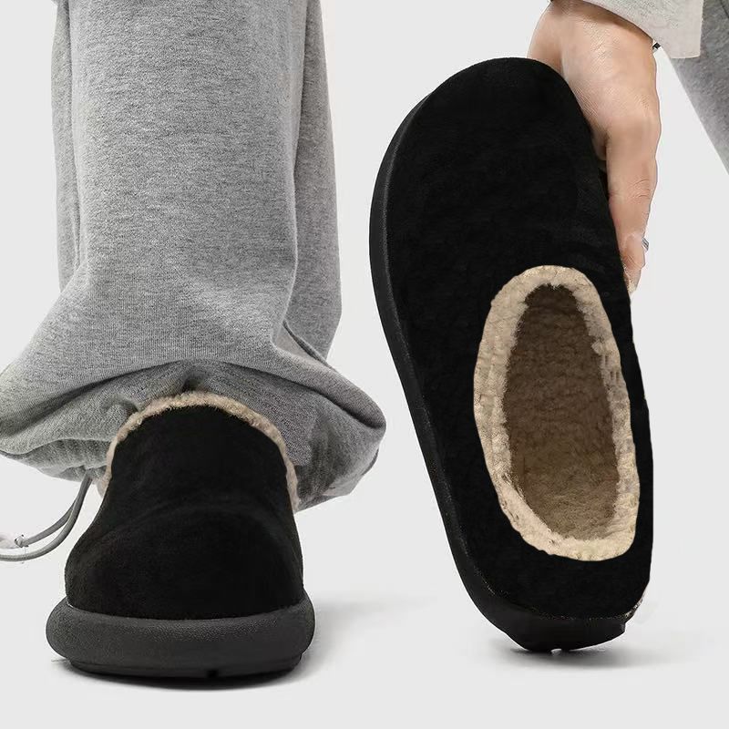 

Boken shoes men s shoes 2026 winter cotton shoes men s shoes full toe bag heel cotton slippers 46 чорний