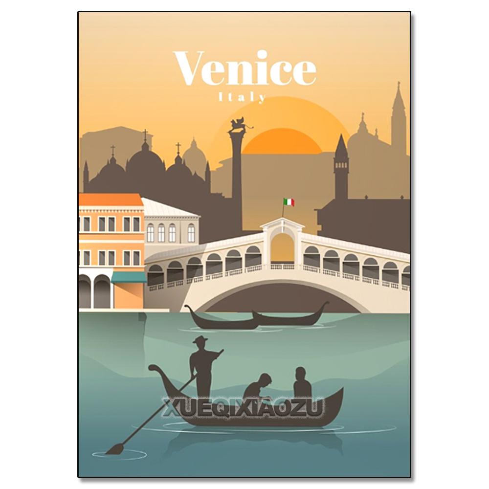 Urban Architecture Diamond Painting Decoration Diy Full Drill Santorini Madrid Rome Mosaic Inlay Cross Embroidery Set Gift