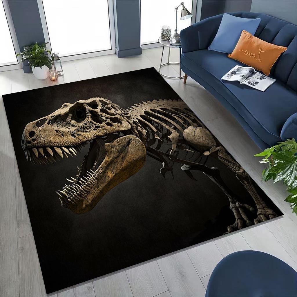 Ancient Creatures Dinosaur Ammonite Fossil Art Rug for Bedroom Living Room Sofa Home Doormat Decor,Large Kids Non-slip Floor Mat