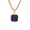 TOHM Men's Square Stainless Steel Pendant Necklace - Modern Titanium Steel Enamel Design
