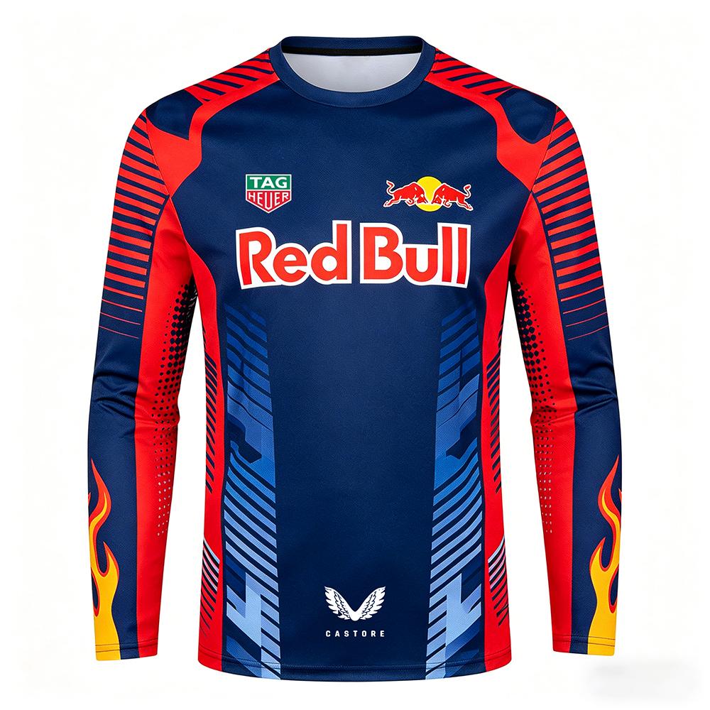 Red Bull Heren Lente en Herfst  F1 Racing en Motorfiets Kleding,  Niche Stijl, Nieuw Rond Hals Langarmig Shirt S